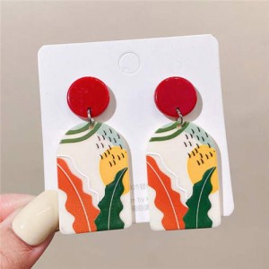 Tropical Scenery Comic Doodle Fashion Women Wholesale Drop Earrings