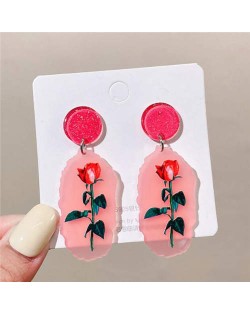 Comic Doodle Rose Unique Fashion Irregular Shape Women Wholesale Dangle Earrings