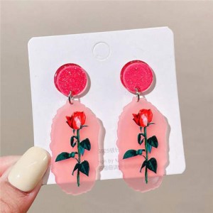 Comic Doodle Rose Unique Fashion Irregular Shape Women Wholesale Dangle Earrings