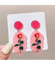 Comic Doodle Rose Unique Fashion Irregular Shape Women Wholesale Dangle Earrings