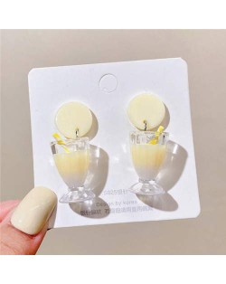 Summer Fashion Drinks Design Women Wholesale Dangle Earrings - White