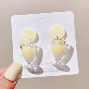 Summer Fashion Drinks Design Women Wholesale Dangle Earrings - White
