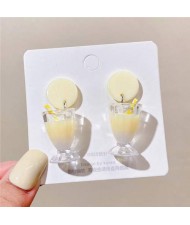 Summer Fashion Drinks Design Women Wholesale Dangle Earrings - White