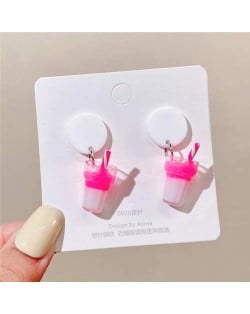 Summer Fashion Drinks Design Women Wholesale Dangle Earrings - Pink