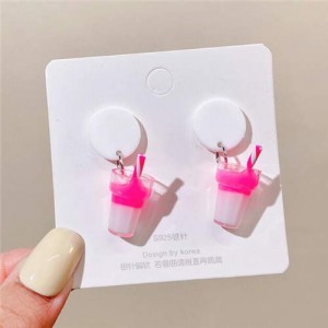Summer Fashion Drinks Design Women Wholesale Dangle Earrings - Pink
