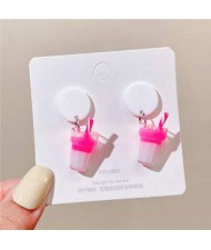 Summer Fashion Drinks Design Women Wholesale Dangle Earrings - Pink