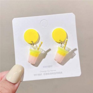 Summer Fashion Drinks Design Women Wholesale Dangle Earrings - Yellow