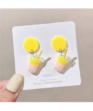 Summer Fashion Drinks Design Women Wholesale Dangle Earrings - Yellow