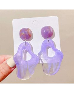 Abstract Irregular Design Summer Bold Fashion Acrylic Women Wholesale Dangle Earrings - Violet