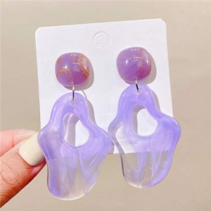 Abstract Irregular Design Summer Bold Fashion Acrylic Women Wholesale Dangle Earrings - Violet