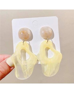 Abstract Irregular Design Summer Bold Fashion Acrylic Women Wholesale Dangle Earrings - Yellow