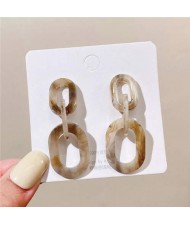 Hooked Link Design European High Fashion Exaggerated Style Women Wholesale Dangle Earrings - Brown