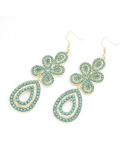 Bohemian Leaf Clover Earrings - Light Blue