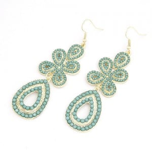 Bohemian Leaf Clover Earrings - Light Blue