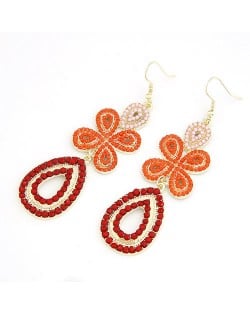 Bohemian Leaf Clover Earrings - Orange