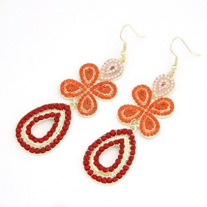 Bohemian Leaf Clover Earrings - Orange