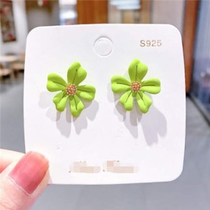 Romantic Flower Design U.S. Style Fashionable Women Wholesale Costume Earrings - Grass Green