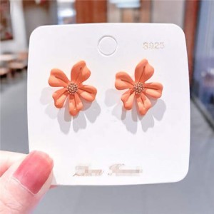 Romantic Flower Design U.S. Style Fashionable Women Wholesale Costume Earrings - Orange