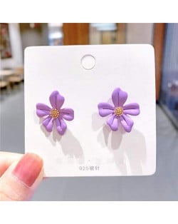Romantic Flower Design U.S. Style Fashionable Women Wholesale Costume Earrings - Purple