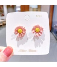 Cute Daisy Design Floral Fashion Women Wholesale Stud Earrings - Pink