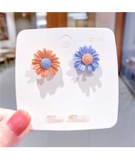 Cute Daisy Design Floral Fashion Women Wholesale Stud Earrings - Blue and Pink