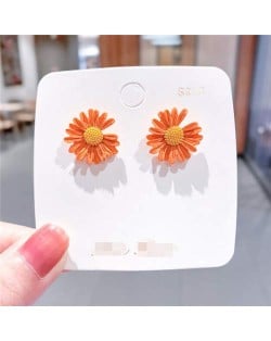 Cute Daisy Design Floral Fashion Women Wholesale Stud Earrings - Yellow