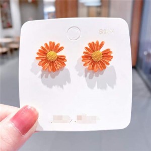 Cute Daisy Design Floral Fashion Women Wholesale Stud Earrings - Yellow