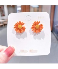 Cute Daisy Design Floral Fashion Women Wholesale Stud Earrings - Yellow