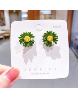 Cute Daisy Design Floral Fashion Women Wholesale Stud Earrings - Green