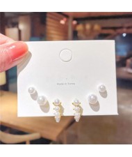 Korean Trend Pearl Fashion Kpop Stud Earrings Combo Set