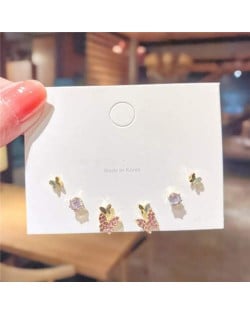 Rhinestone Butterflies Combo Korean Fashion Women Wholesale Stud Earrings Set