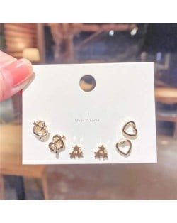 Stars and Hearts Combo U.S. Fashion Women Stud Wholesale Earrings Set