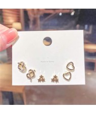 Stars and Hearts Combo U.S. Fashion Women Stud Wholesale Earrings Set