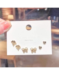 Butterfly and Ginkgo Leaves Korean Fashion Wholesale Women Stud Earrings Set