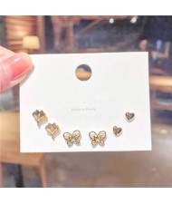 Butterfly and Ginkgo Leaves Korean Fashion Wholesale Women Stud Earrings Set