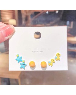 Colorful Cute Star and Horse Combo Design Cartoon Fashion Wholesale Earrings Set