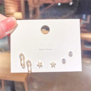 Pin and Starfish Combo Design Beach Fashion Wholesale Earrings Set