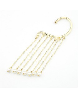 Stunning Golden Design Pearls Dangling Unilateral Earring
