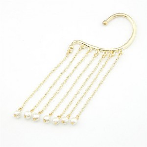 Stunning Golden Design Pearls Dangling Unilateral Earring