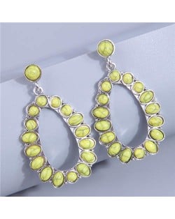 Vintage Yellow Turquoise Waterdrop Hoop Design Women Wholesale Dangle Earrings