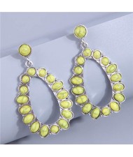 Vintage Yellow Turquoise Waterdrop Hoop Design Women Wholesale Dangle Earrings