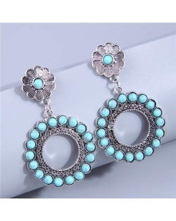 Vintage Turquoise Round Dangle Hoop Women Wholesale Earrings