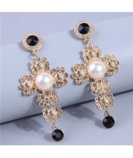 Vintage Golden Cross High Fashion Women Bold Style Dangle Wholesale Costume Earrings