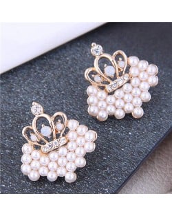Sweet Crown Pearl Fashion Graceful Design Wholesale Women Stud Earrings