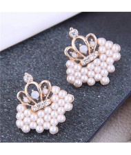 Sweet Crown Pearl Fashion Graceful Design Wholesale Women Stud Earrings