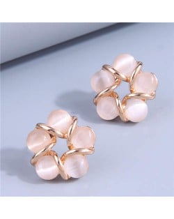 Sweet Fashionable Opal Floral Pattern Minimalist Wholesale Women Stud Earrings