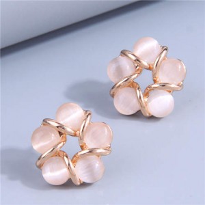 Sweet Fashionable Opal Floral Pattern Minimalist Wholesale Women Stud Earrings