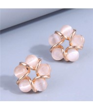 Sweet Fashionable Opal Floral Pattern Minimalist Wholesale Women Stud Earrings