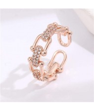 Korean Style Fashion Chain Design Women Open-end Wholesale Copper Ring - Rose Gold