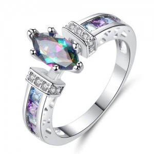 Colorful Drop Shape Rhinestone Women Shining Fashion Wholesale Ring